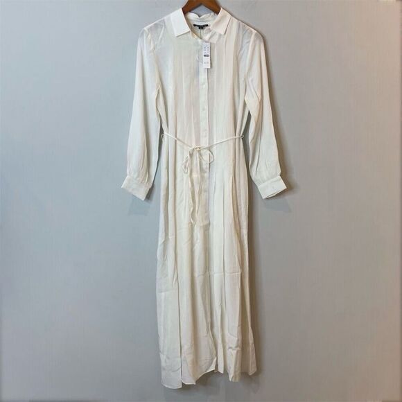 J. Crew Drapey pleated shirt-dress Ivory Size 0 NWT CH143 - Picture 3 of 9